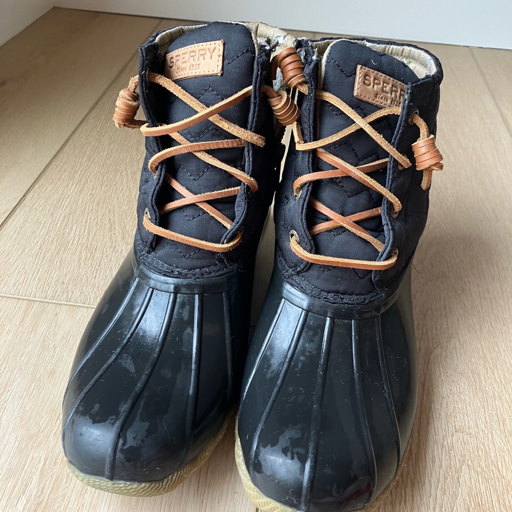 Sperry Black Quilted Duck Boots